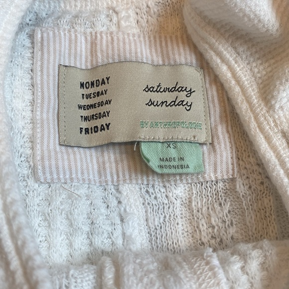 NWOT Saturday Sunday by Anthropologie Mixed Media Waffle Knit Henley Top - Picture 6 of 8